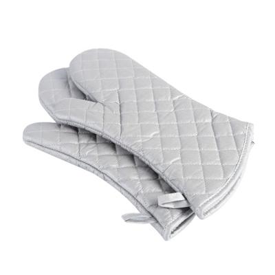 China 18cm Width x37cm Length Universal Cotton Dotted Professional 100% Heat Resistant Chef Oven Mitt Silver-Coated for sale