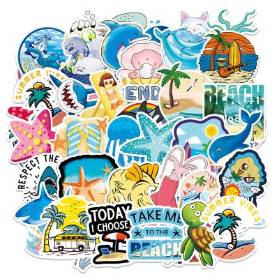 China 100pcs Hot Sale Ocean Waterproof Vinyl Die Cut Self Adhesive PVC Label Printing Custom Printing Gift/Decoration/Sticker Advertising Sticker for sale