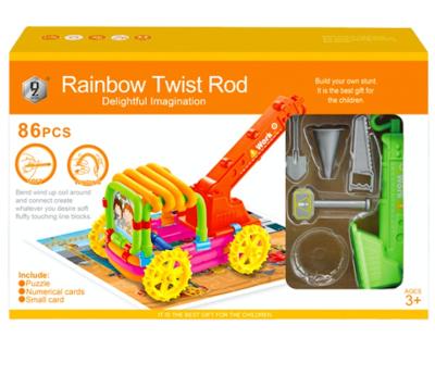 China 86Pcs Safe And Environmental Flexible DIY Blocks Intelligence Puzzle Toys For Kids Rainbow Twisting Rod for sale