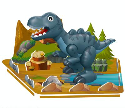 China Customized Eco-friendly 3D Puzzle Tyrannosaurus Magnetic Connecting Animals Model Realistic Dinosaur Block Paper Plastic Toys For Kids for sale