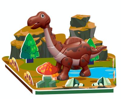 China Eco-Friendly Assemble Tanystropheus Dinosaur Game Puzzle Set With Scene Educational Magnetic Construction Take Apart Toy For Kid for sale