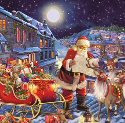 China Safe and Environmental 1000 Piece Christmas Village Puzzle Santa Snowman Xmas Game Gift Box Toys for Adult Children for sale