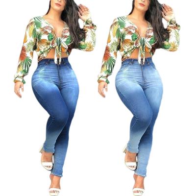 China Tye Dye Discoloration Stretch Slim Y2k QUICK DRY blue jeans high waist and small feet denim pants for sale