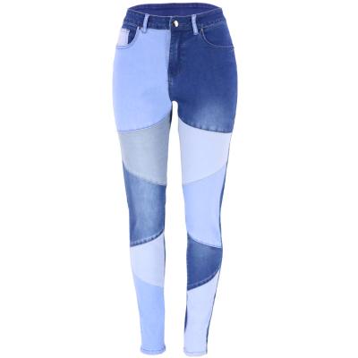 China Fashion Street QUICK DRY Jeans Slim Tight Femm Color Block Jeans Y2k Pencil Women Jeans for sale