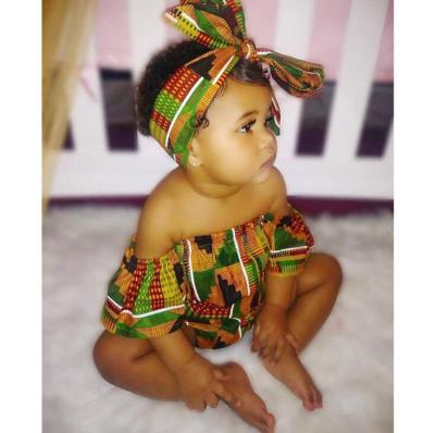 China Long Sleeve Baby Clothes Newborn African Kids Clothes Kids Rompers Bohemian Style Print Romper With Headband for sale