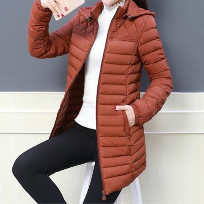 China Durable Windproof Light Weight Quilting Ladies Women Winter Stripper Long Padded Jacket Quilted Coat for sale