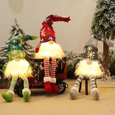 China Festival Stuff Handmade Knit Led Santa Gnome Elf Christmas Tabletop Light Hanging Decor, Swedish Tomte Christmas Gnomes Set for sale