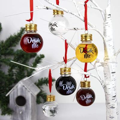 China Plastic Booze Filled Christmas Tree Ornaments Interesting Medium Christmas Plastic Balls Boozeballs Clear Festive Deacoration for sale