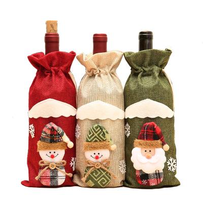 China Cloth Red Wine Bottle Cover Bag Home Christmas Santa Claus Decoration Christmas Products for sale