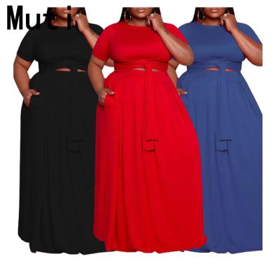 China Wholesale Hot Sale Plus Size Women's Casual Plus Size Dresses Short Sleeve Cutout Dress Woman Summer Maxi Dress for sale