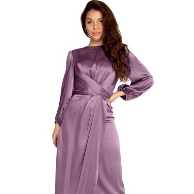 China 2021 Arab Muslim Silk Satin Robe Fashion High Quality Silk Women's Clothing for sale