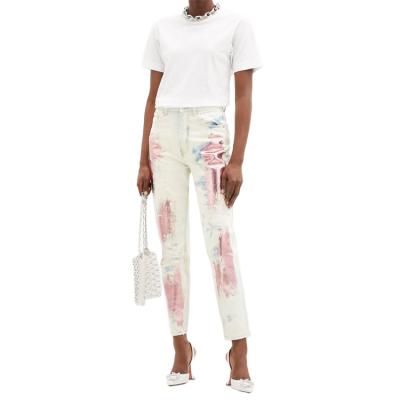 China New Fashion OEM Women's High Quality Plus Size Splatter-ink Paint Slim-leg Jeans Plus Size Pants And Jeans for sale