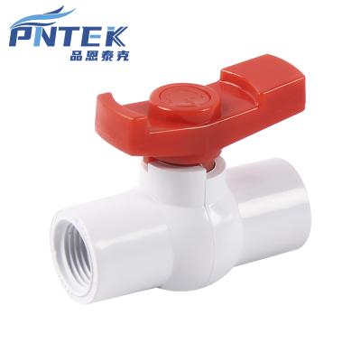 China CHEAP PRICE HIGH QUALITY PVC IRRIGATION AND CONSTRUCTION 2 INCH WATER VALVE WHITE BODY COMPACT BALL VALVES RED SQUARE HANDLE MADE IN CHINA for sale