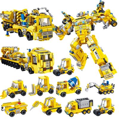 China DIY Building Brick 2022 New Design Building Blocks Set Toys Robot Bricks Child Engineering Vehicle Construction Trucks Deformation Fit Robot Toys for sale