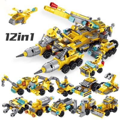 China Multifunctional DIY Building Brick 2022 Construction 12in1 Truck Building Block Each 2 Changes Model Toys For Children for sale