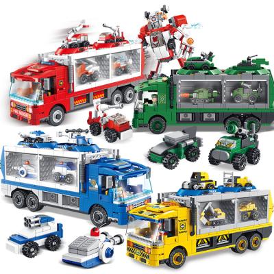 China Wholesale DIY Building Brick Robot Transform Truck Brick Toys ABS Plastic Building Block Sets for sale