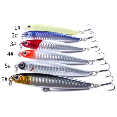 China ABS Plastic Wholesale Fishing Lure PE023 75mm Treble 10g Hooks Hard Sinking Pencil Bait for sale