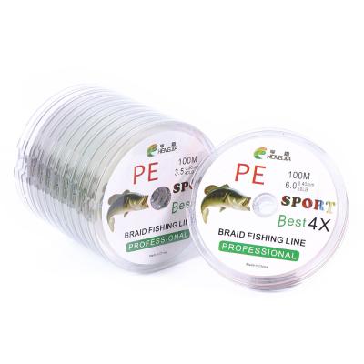 China Hengjia High Strength 4 Strands 100 Meters PE Braided Fishing Line Best Price for sale