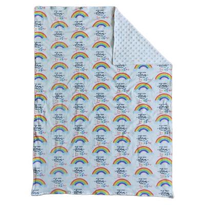 China Wholesale RTS Minky Cartoon Infant 29*43inches Rainbow Boutique Anti-static Large Baby Covers Cloth Soft Spots for sale