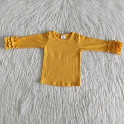 China Hot Sales Kids Girls Casual Tops Ruffles Long Sleeves Spring And Autumn T-shirts Boutique Kids Clothing Tops for sale