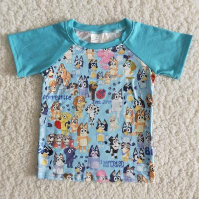 China Newest Baby Boys Boutique Casual T-shirts Cute Puppies Print Soft Material Children Kids Summer Clothing Casual Tops for sale