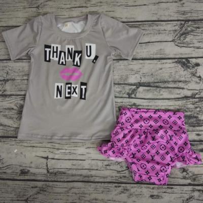 China 2020 Baby Kids Children Boutique Summer Casual Wholesale Fashion Letter Printing Top Underwear 2 Piece Outfits Clothing for sale