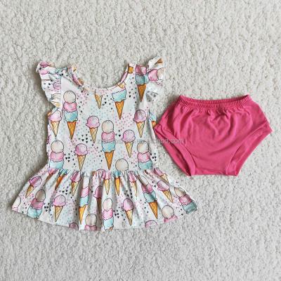 China RTS anti-static baby girls fashion boutique outfits summer ruffle popsicle infant bummies clothes cute clothing sets NO MOQ for sale