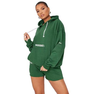 China Pocket Front Women Anti-wrinkle Forest Green Oversized 3D Printing Sweatshirt With Hood for sale