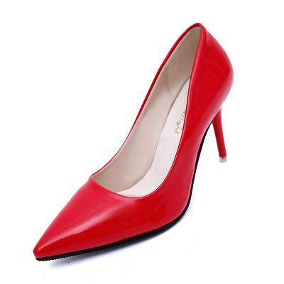 China Professional Work Toe Single Shoes Women Stiletto Pump Led By Autumn Shallow Mouth Anti-slippery Women's High Heels Shoes Patent Leather for sale