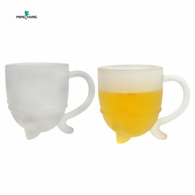 China Hot Sale 200ml Recycable Frosted Milk Tea Cup Coffee Empty Glass Water Cup Bottle With Handle for sale