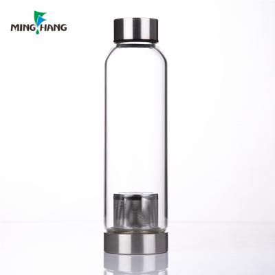 China Wholesale viable leak proof reusable water bottle bpa free split glass water bottle with stainless steel lid for sale