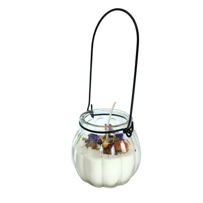 China ECO-frendly Custom Decorative Recycled Glass Pumpkin Shape Candle Holder Or Jar for sale