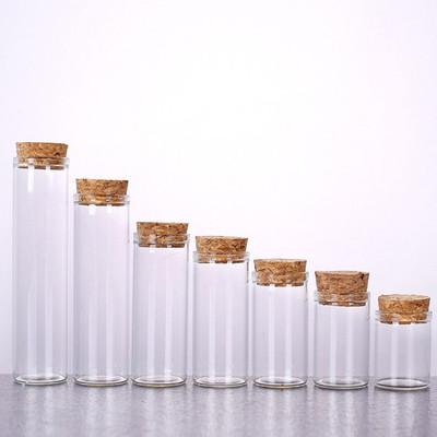 China Wholesale Recyclable Clear Mini Wish Bottle 5ml 10ml 15ml 20ml 25ml Glass Vials With Cork Lid for sale