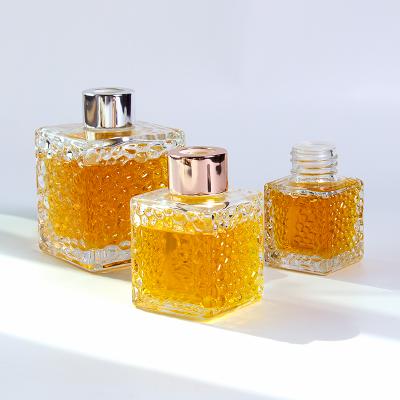 China 50ml 100ml 200ml Glass Empty Square Recyclable Luxury Clear Glass Decorative Tubular Diffuser Empty Bottle for sale