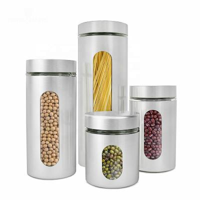 China Sustainable 600ml Cylinder Stainless Steel Covered Mental Screw Lid Glass Cooking Oil Bottles Storage for sale