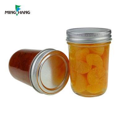 China Cheap Round Food 100ml 250ml 500ml Empty Jam Candy Jar Glass Juice Bottle With Screw Metal Lids for sale