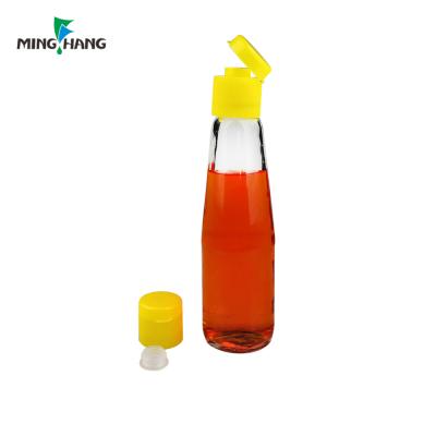 China Kitchen 250ml Glass Home Sauce Bottles Home Use Chili Sauce Bottles With Plastic Cap for sale