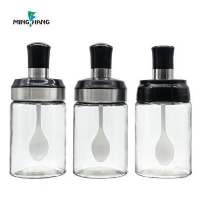 China Wholesale Folding Spice Jar Glass Pepper Storage Jar With Spoon for sale