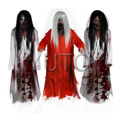 China Plastic Horrible Realistic Red Ghost Haunted House Props For Sale| Escape room setup horror position zombie for haunted house for sale