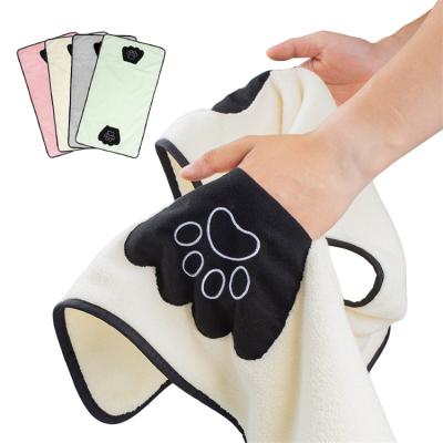 China Viable Custom Logo Microfiber Dog Towel Bathrobe Quick Dry Towel With Hand Pocket Pet Towel for sale