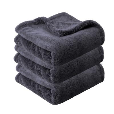 China Wholesale Absorbent Towel QUICK DRY Gray Microfiber Thicken Car Cleaning Car Wash Drying Cloth Towels for sale