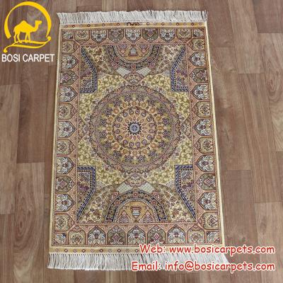 China Anti-slip Indian Hand Knotted Fine Quality Bright Vintage Turkish Silk Blankets Designs From Henan Bosi 2x3ft for sale