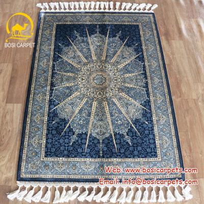 China Henan anti-slip Bosi 3'x4.5 Persian hand knotted artificial silk blanket kashmiri silk blanket handmade prices for sale