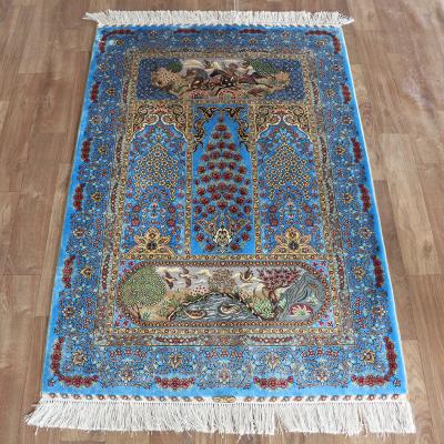 China Henan anti-slip Bosi 3' x4.5 x4.5 lowes persian silk blanket price hand knotted pure silk home textile blanket for sale