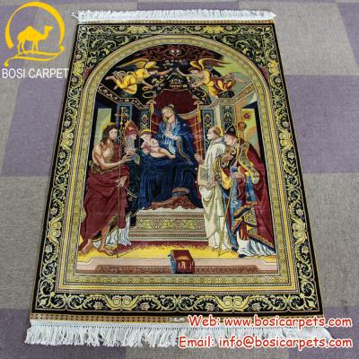 China Henan Bosi Simple Oriental 100 Silk Tapestry 3x4.5ft Pure Hand Made Chinese Silk Carpet Price for sale