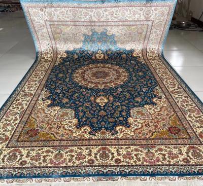 China Henan silk rug 6' x9 x9' x9' Turkish silk red bohemian handmade home textile silk carpet for sale