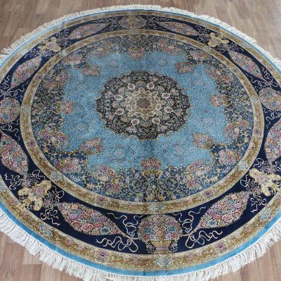 China Henan Bosi Silk Carpet 8'x8' Round Home Decoration Persian Handmade Woven Blankets 100% Silk Blankets for sale