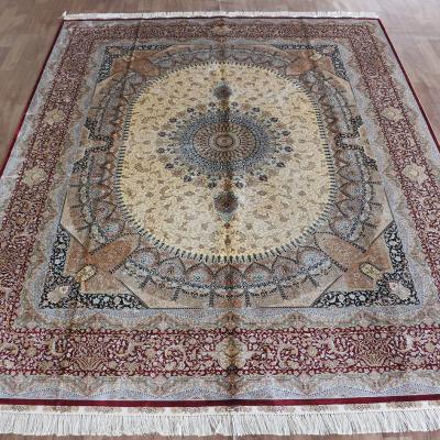 China Simple Kashmir Turkish Oriental Silk Carpet Knots Henan Bosi 8x10ft Chinese Living Room Carpet for sale