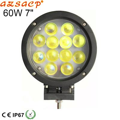 China Round pc spot 4d 12v 7inch 60w truck led work light work light led automotriz for turvks for sale