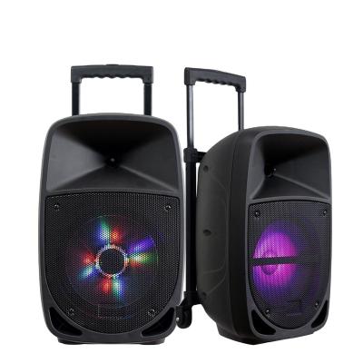 China PA Speaker 15inch Noise Trolley Karaoke ABS Remote Control Plastic Speakers for sale